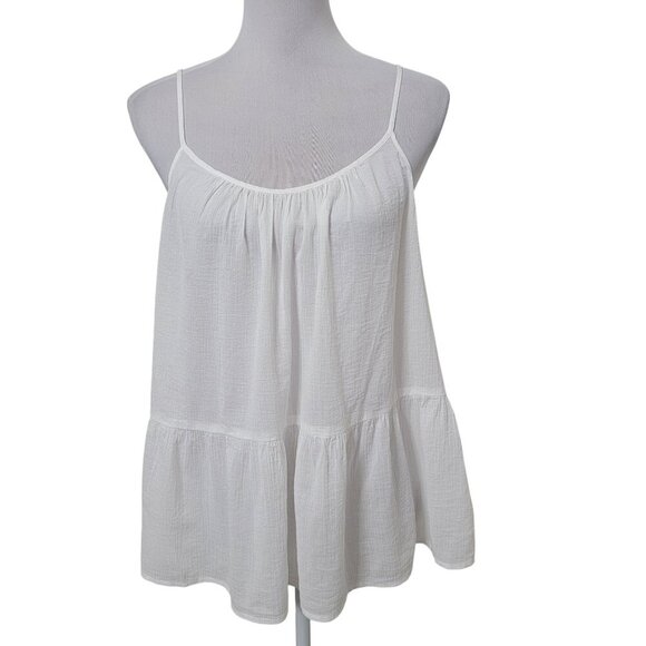 Gap Size M White Peplum Cami / Sleeveless Babydoll Blouse, Gently Used Condition - Picture 1 of 11